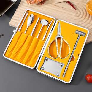 家用不锈钢吃蟹工具蟹八件蟹三件蟹剪蟹具蟹勺大闸蟹礼盒赠品拆蟹
