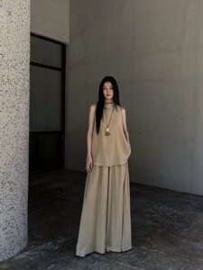 2026夏季新款韩版宽松显瘦无袖上衣+阔腿裤两件套时尚休闲套装女