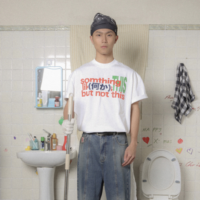 something短袖分割文字撞色印花