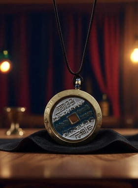 复古北极恒星图铜质圆形吊坠