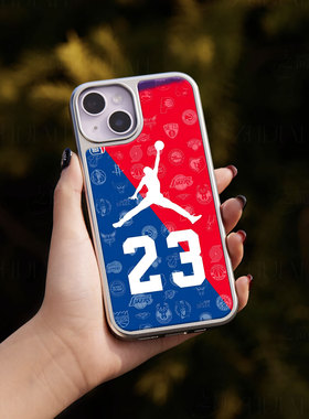 NBA飞人23手机壳大孔电镀黑框碳纤维二合一玻璃适用苹果17promax华为小米17PROMAX小米14PROMATE50PROPURA80P