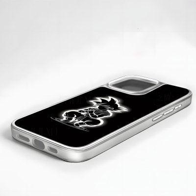 发光悟空剪影大孔黑框玻璃磨砂磁吸碳纤纹手机壳适用苹果iphone17promax华为15/16PLUS小众个性MATE60PRO全包