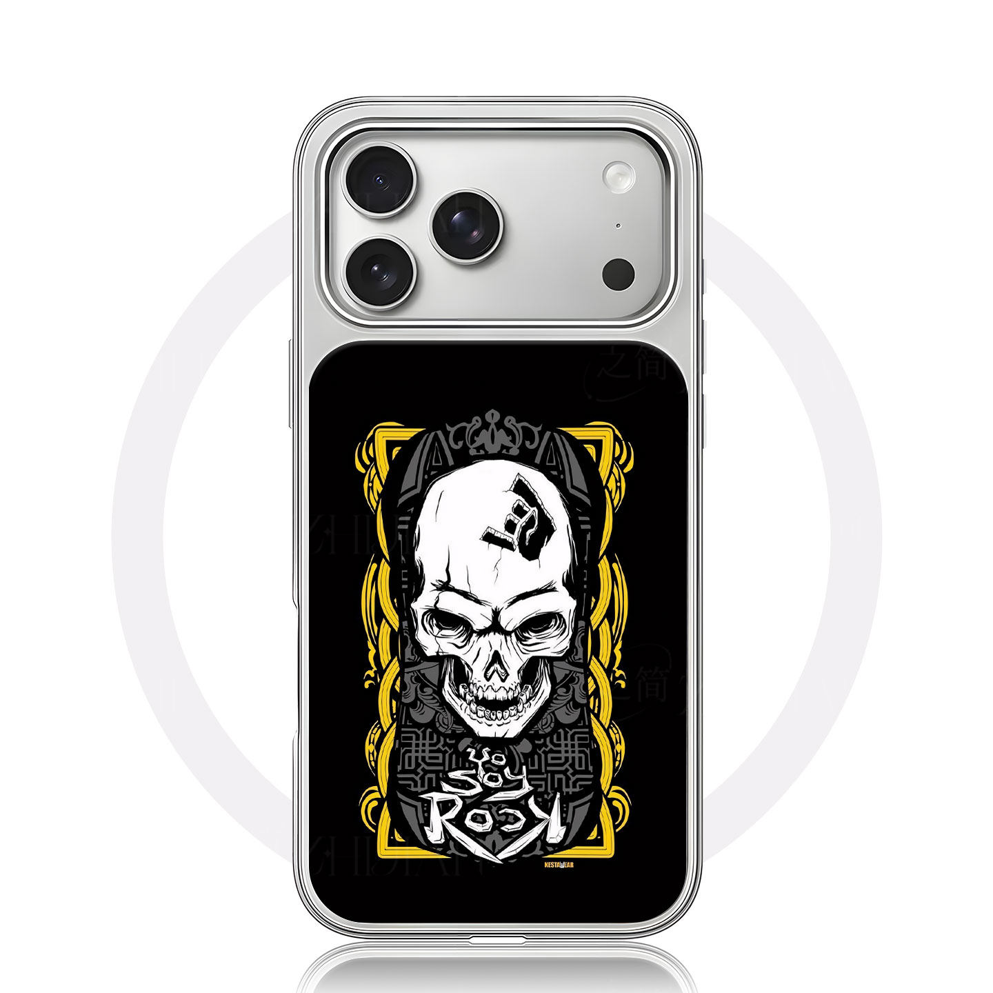 摇滚骷髅大孔黑框玻璃磨砂磁吸碳纤纹手机壳适用苹果iphone17promax华为15/16PLUSMATE80PROP70PROMATE60PRO