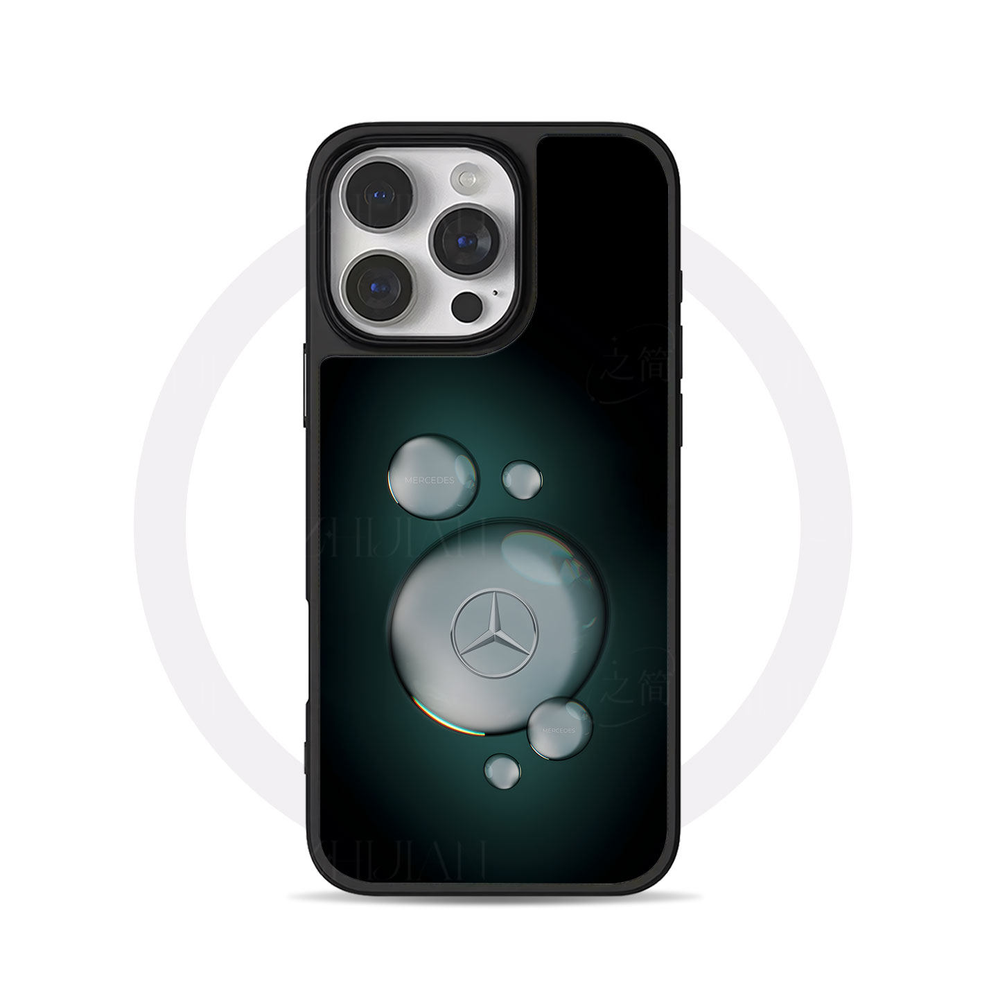奔驰水滴大孔黑框玻璃磨砂磁吸碳纤纹手机壳适用苹果iphone17promax华为12/13/14MATE70PRO小米17PROMAXMATE5