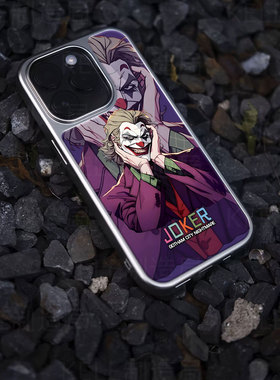 小丑形象电镀玻璃黑框磨砂手机壳适用苹果iphone17promax华为小米17PROMAX小米14PRO华为PURA80PROPLUS荣耀30