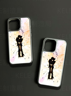 双人相拥电镀玻璃黑框磨砂手机壳适用苹果iphone17promax华为华为PURA70ULTRA小米15PRO小米14PROOPPOFINDX8P