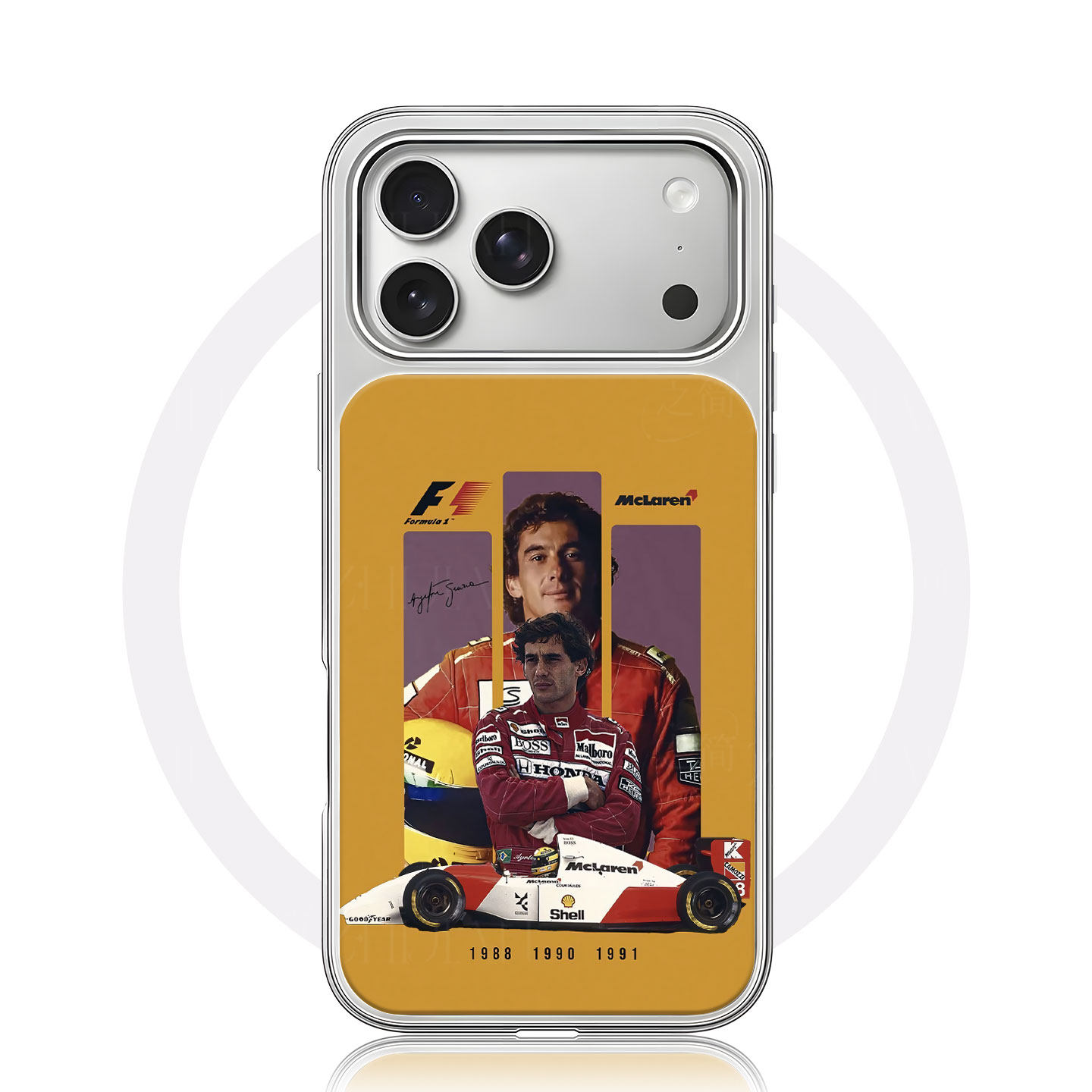 塞纳迈凯伦F1大孔黑框玻璃磨砂磁吸碳纤纹手机壳适用苹果iphone17promax华为MATE50PRO小米15PRO15/16PLUSMAT