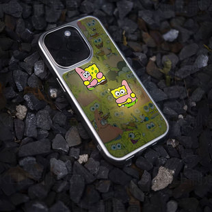 海绵派星电镀玻璃黑框磨砂手机壳适用苹果iphone17promax华为OPPORENO13华为PURA80PROPLUS华为MATE50PROVIVO