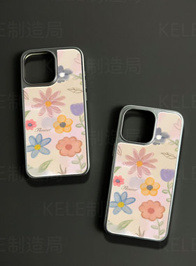 繁花似锦电镀玻璃黑框磨砂手机壳适用苹果iphone17promax华为小米15PROVIVOX200PROMINI华为MATE70PROPLUS小