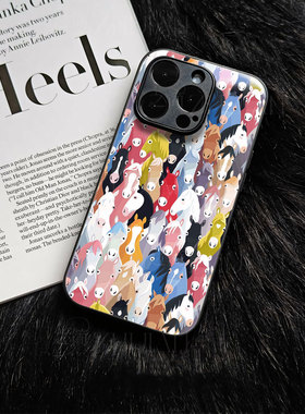 苹果17promax彩色群马玻璃手机壳马年新年祝福有钱适用苹果华为红米K90PROMAX小米15至尊OPPOK13TURBOPRO一加