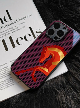 苹果17promax红马j玻璃手机壳马年新年祝福有钱适用苹果华为MATE80PROMAXNOVA14至尊P70ULTRA三星S25PLUS