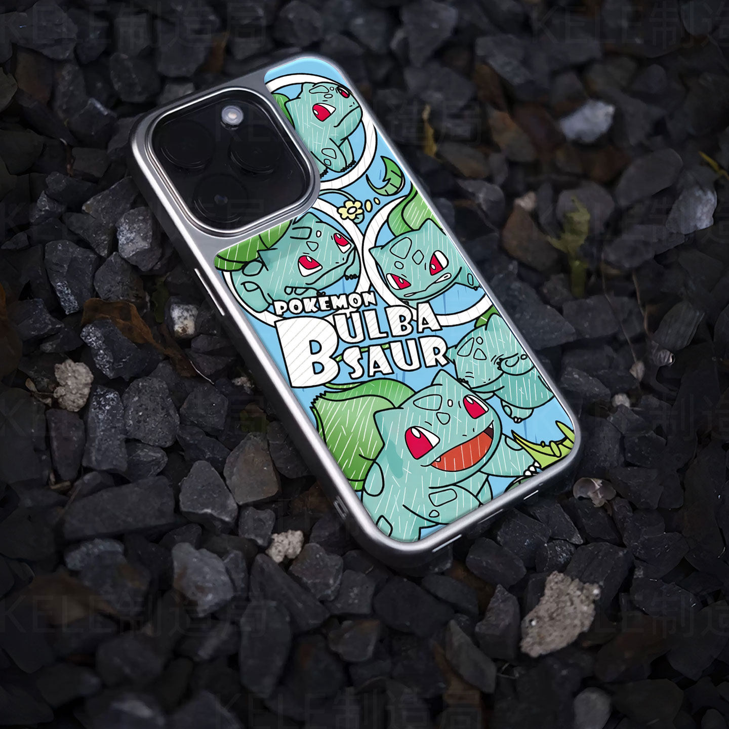 妙蛙种子电镀玻璃黑框磨砂手机壳适用苹果iphone17promax华为华为MATE60PROPLUS小米14PRO荣耀300PRO小米17PR