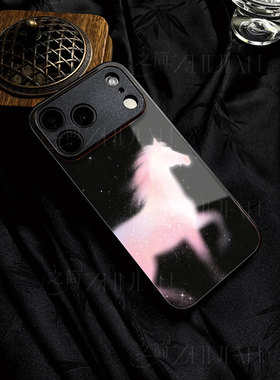 苹果17promax星夜粉马玻璃手机壳马年新年祝福有钱适用苹果华为OPPOK13TURBOPROMATE80PROMAXFINDX8PRO小米MI