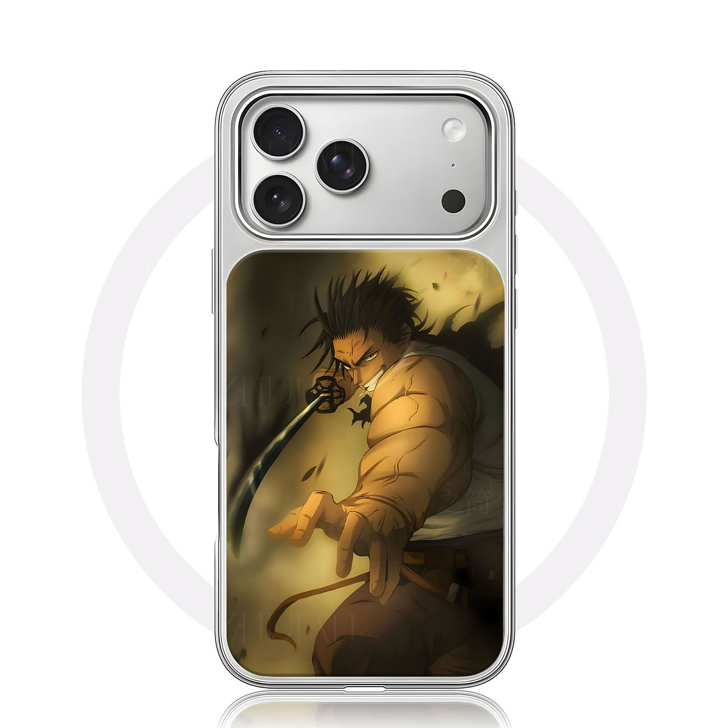 死神更木剑八大孔黑框玻璃磨砂磁吸碳纤纹手机壳适用苹果iphone17promax华为MATE70PROP60PRO小米15PROP80PRO
