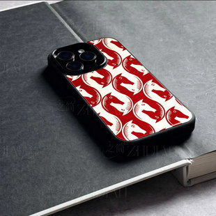 苹果17promax红白马头纹玻璃手机壳马年新年祝福有钱适用苹果华为OPPOA6PRO荣耀MAGIC7PRO荣耀300至尊OPPOREN