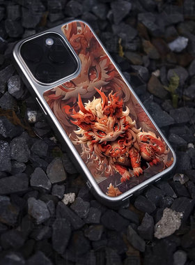 瑞兽萌宠电镀玻璃黑框磨砂手机壳适用苹果iphone17promax华为VIVOX200PROMINI小米14ULTRA小米15PROVIVOIQOO1