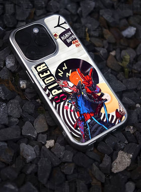 朋克蜘蛛电镀玻璃黑框磨砂手机壳适用苹果iphone17promax华为小米14PROOPPOFINDX8PRO华为MATE60PROPLUS华为P