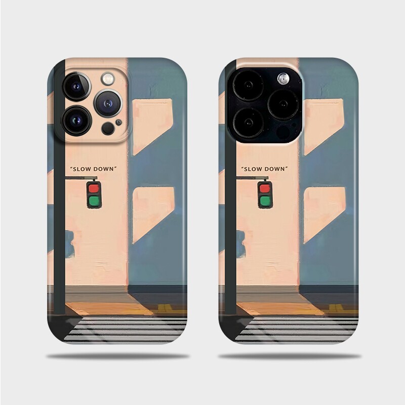 红绿灯人行道适用苹果华为荣耀vivooppo小米iphone14promax菲林硬亮面简约创意个性小众全包半包手机壳保护