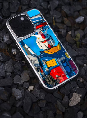 高达模型电镀玻璃黑框磨砂手机壳适用苹果iphone17promax华为小米15PROOPPORENO12小米14PROOPPOFINDX8PRO