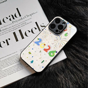 苹果17promax马年烟花玻璃手机壳马年新年祝福有钱适用苹果华为VIVOS20PRO小米CIVI5PRO荣耀MAGIC8PROVIVOY30