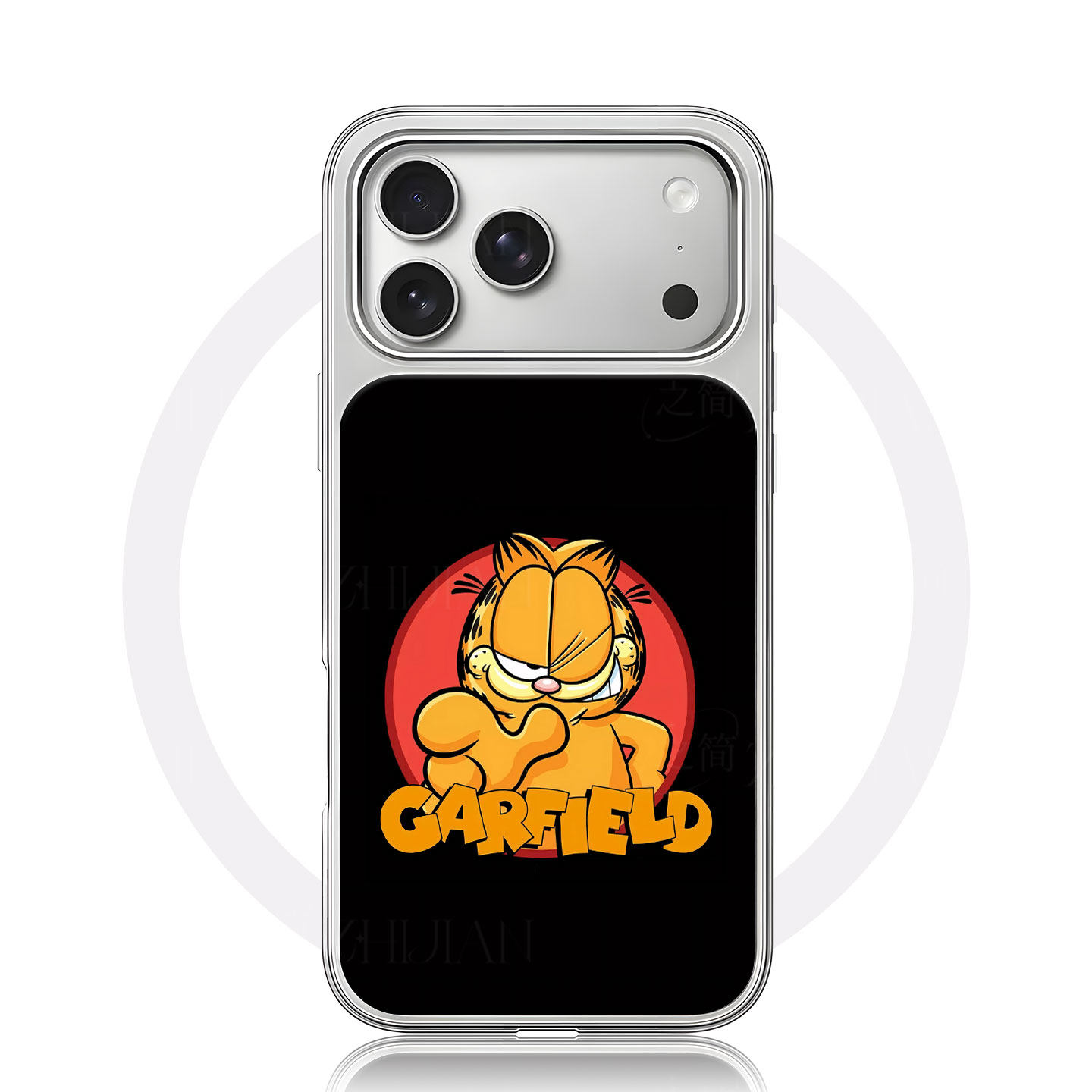 加菲猫大孔黑框玻璃磨砂磁吸碳纤纹手机壳适用苹果iphone17promax华为小众个性P70ULTRA小米14PRO小米15PRO