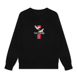 冬季 仙鹤刺绣圆领针织衫 新款 黑色低领毛衫 毛衣上衣 时尚 G男装