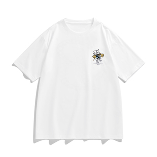 小蜜蜂刺绣短袖 鸟男装 新款 潮 夏季 T恤纯棉清爽百搭体恤白色打底衫