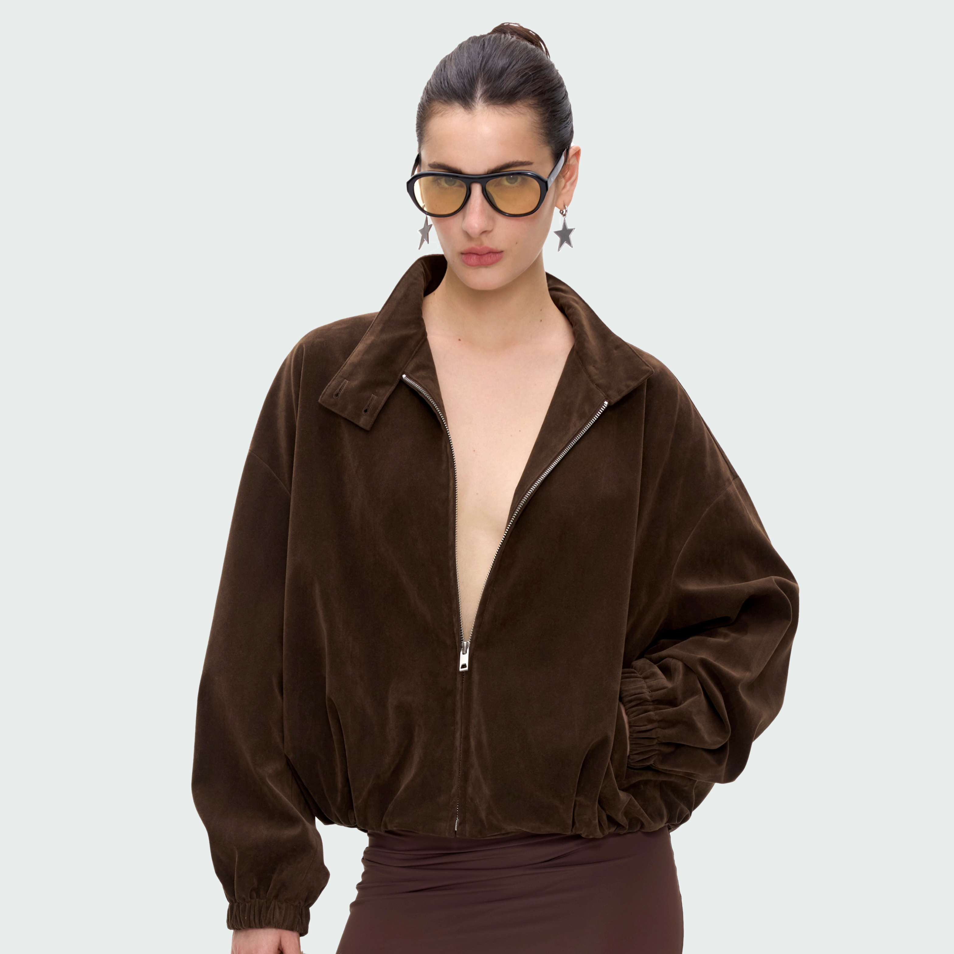 BlingCharm慵懒休闲麂皮短外套