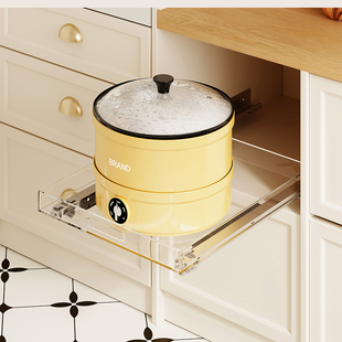 亚克力深柜收纳橱衣柜改造抽屉抽拉式滑轨托盘阻尼侧装承重轨拉篮