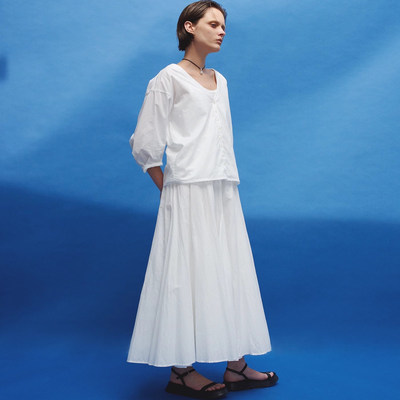 杂志款纯棉松紧腰半裙百搭