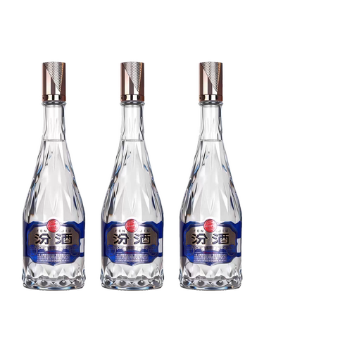 53度汾享世界水晶汾酒500ml*3瓶套装山西杏花村清香型粮食白酒