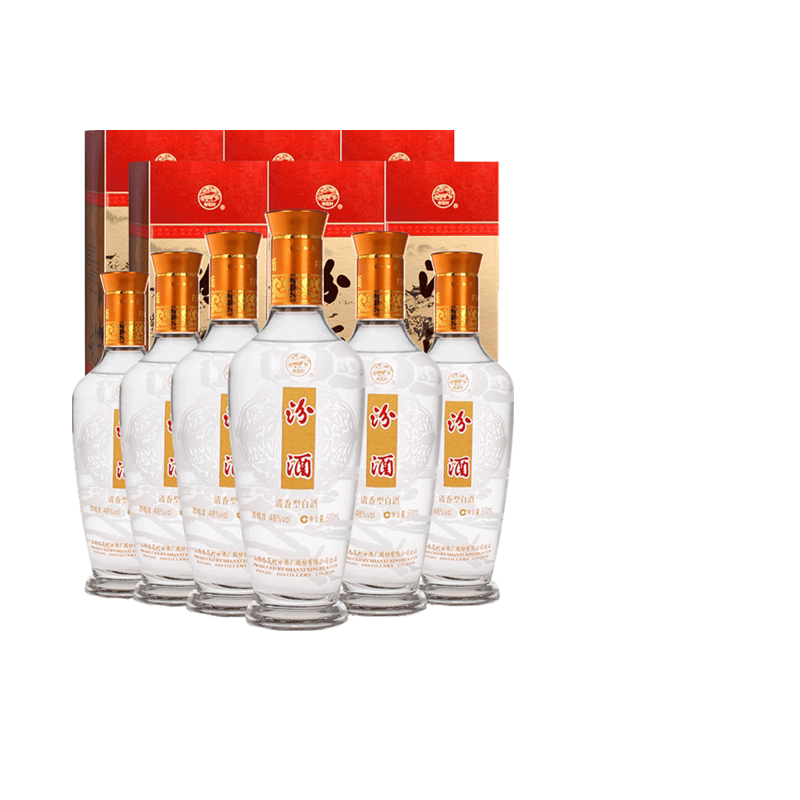 汾酒48度出口礼盒汾500ml*6瓶玻璃瓶盒装杏花村清香型国产白酒