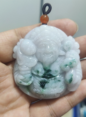 翡翠财神玉石吊坠挂件