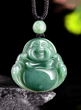 顾人玉女士天然翡翠佛公吊坠