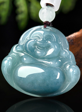 天然缅甸正品浅紫翡翠佛公吊坠女