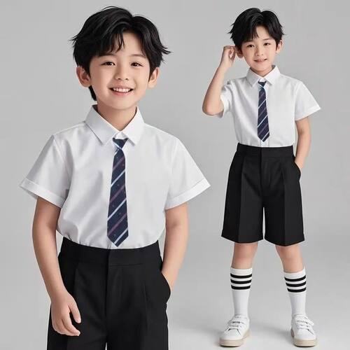 白衬衣黑裤儿童男女朗诵合唱表演