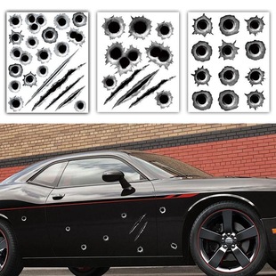 子弹立体个性弹孔车身贴纸汽车遮挡划痕车贴保险杠遮盖改装创意贴
