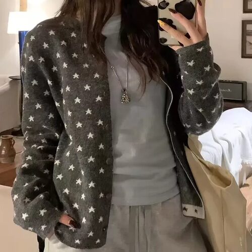 荒星星毛衣开衫女冬季ins风