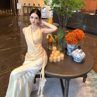 郑秀妍同款Freja挂脖不对称上衣鱼尾半裙套装CHENSHOP设计师品牌