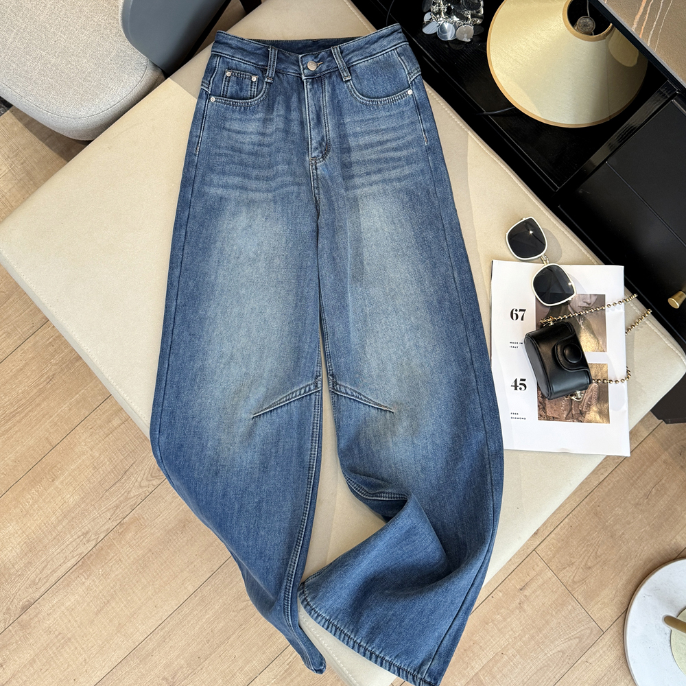 美式复古加绒牛仔裤女工装新款