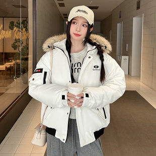 韩国ins工装羽绒棉服张元英同款派克服复古港风小众情侣户外外套