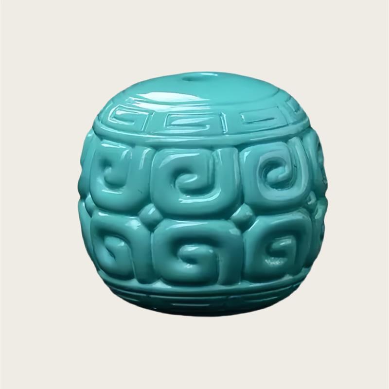 吉祥】天然原矿高瓷绿松石桶珠回纹珠雕刻单珠子金刚星月菩提配珠