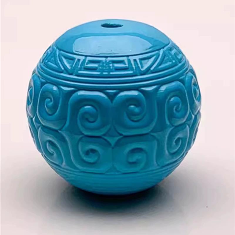天然绿松石老型珠桶珠散珠回纹珠单珠手串圆珠隔片圆珠背云配饰