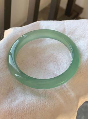 纯天然缅甸天然玉镯高冰半山半水浮花油绿色玉石淡绿色非玉石手镯