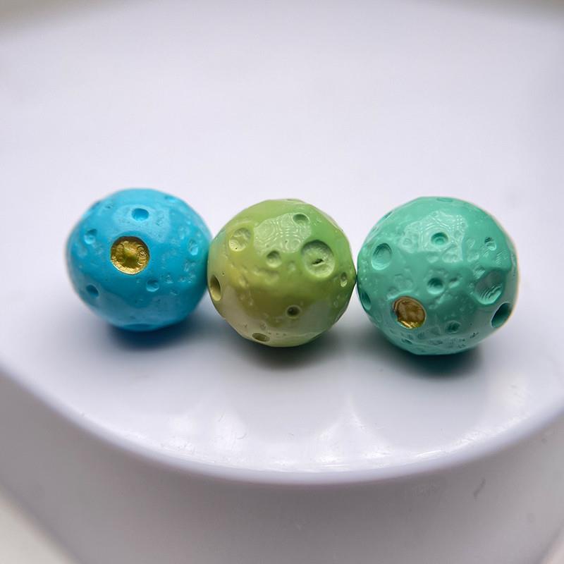 天然绿松石星球陨石顶珠腰珠隔珠金刚星月菩提手串文玩配饰