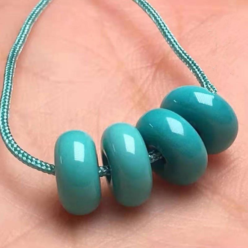 吉祥】绿松石雕件隔片飞碟隔珠散珠配珠菜籽黄平安扣面包圈配饰