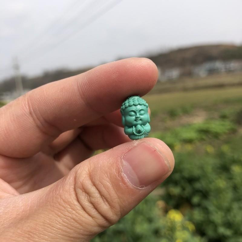 绿松石文玩精品配饰瓷度高瓷配串好看无水无油精工细作