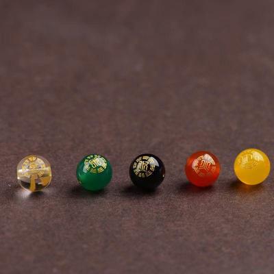 吉祥】五行水晶散珠子金木水火土五行八卦三合珠子水晶手链配饰半