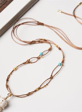 天然猛犸象牙项炼原创设计大日如来吊坠炼子配饰925银镀金绿松