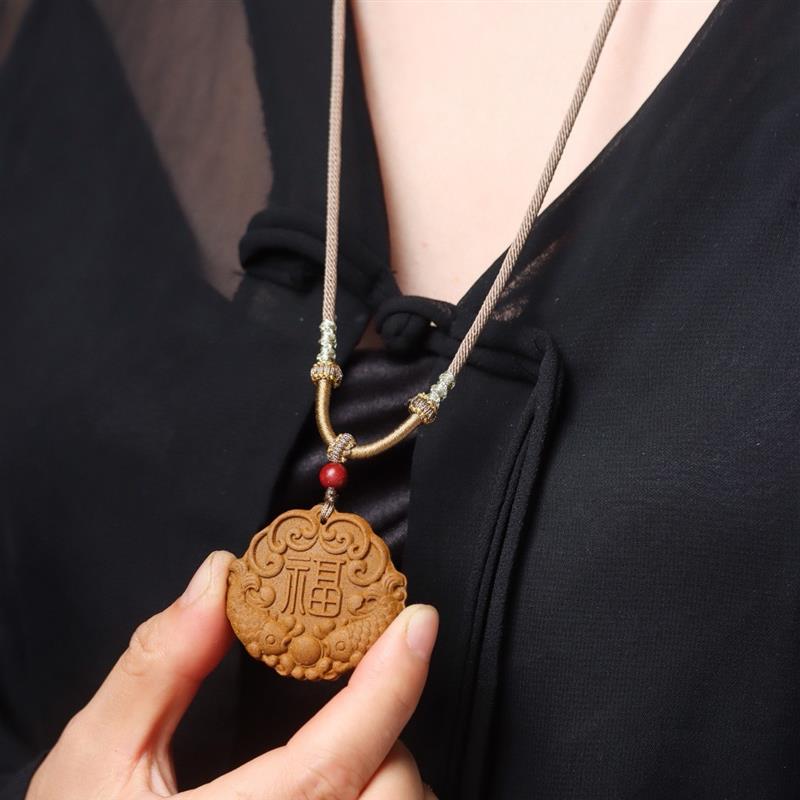 吉祥】天然合香福鱼香牌吊坠项炼挂件